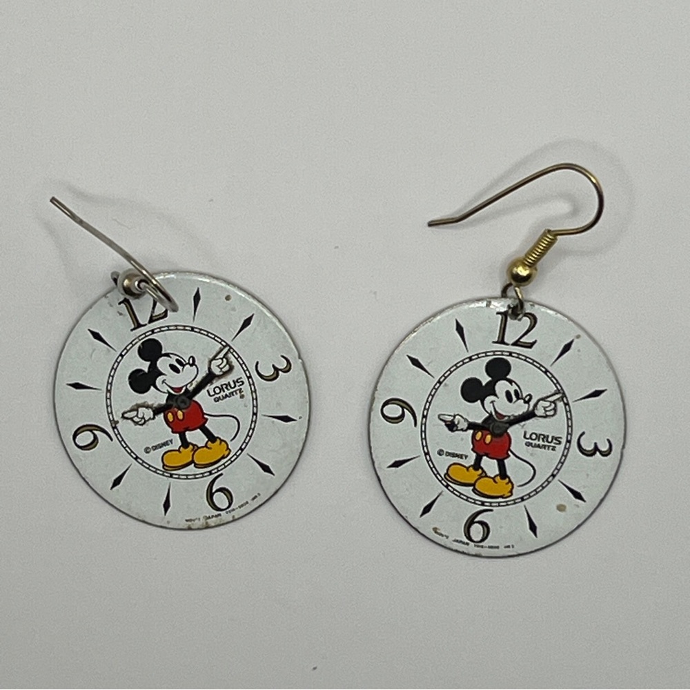 Mickey Mouse watch face earrings Lorus vintage